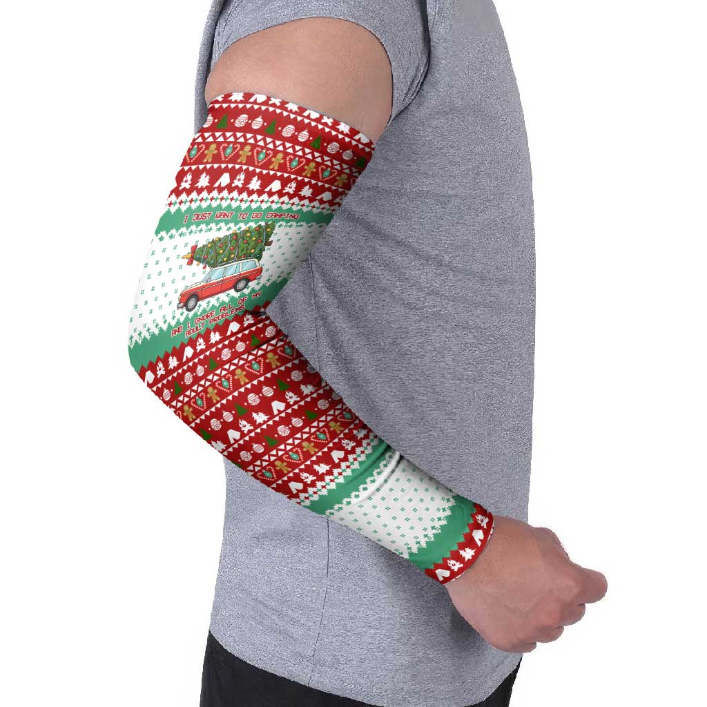 I Just Want To Camping Christmas Arm Sleeves Xmas Holiday Patterns - Wonder Print Shop