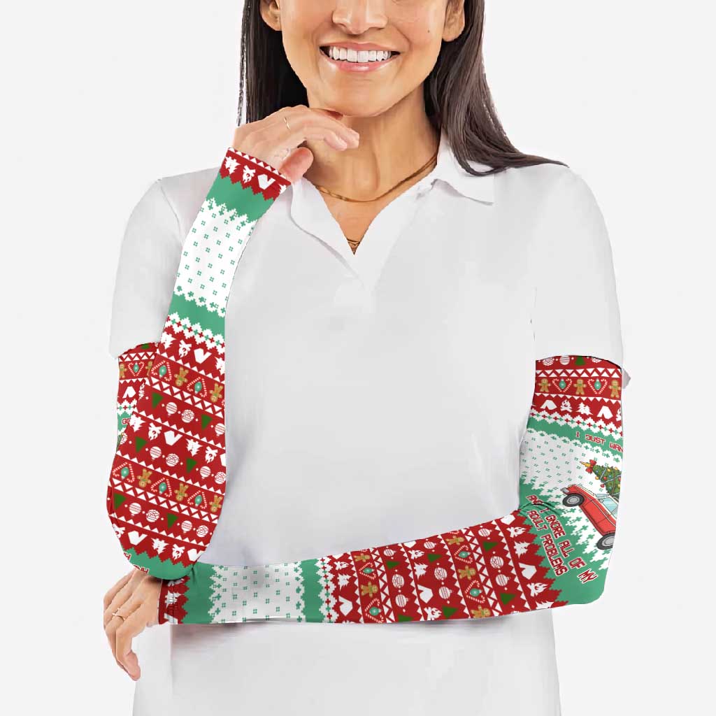 I Just Want To Camping Christmas Arm Sleeves Xmas Holiday Patterns - Wonder Print Shop