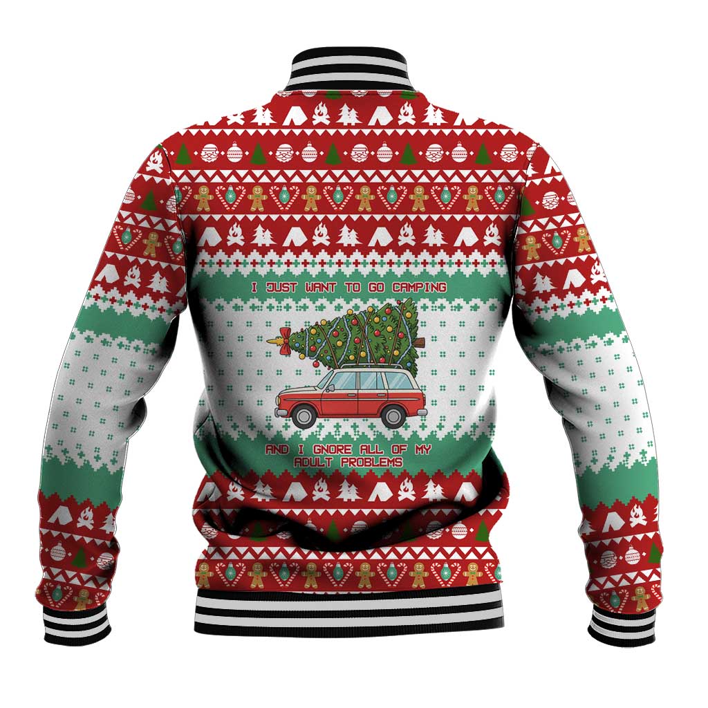 I Just Want To Camping Christmas Baseball Jacket Xmas Holiday Patterns - Wonder Print Shop