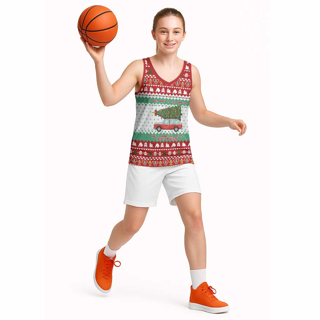I Just Want To Camping Christmas Basketball Jersey Xmas Holiday Patterns - Wonder Print Shop