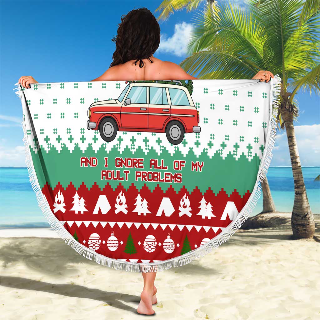 I Just Want To Camping Christmas Beach Blanket Xmas Holiday Patterns - Wonder Print Shop