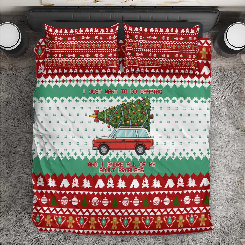 I Just Want To Camping Christmas Bedding Set Xmas Holiday Patterns - Wonder Print Shop