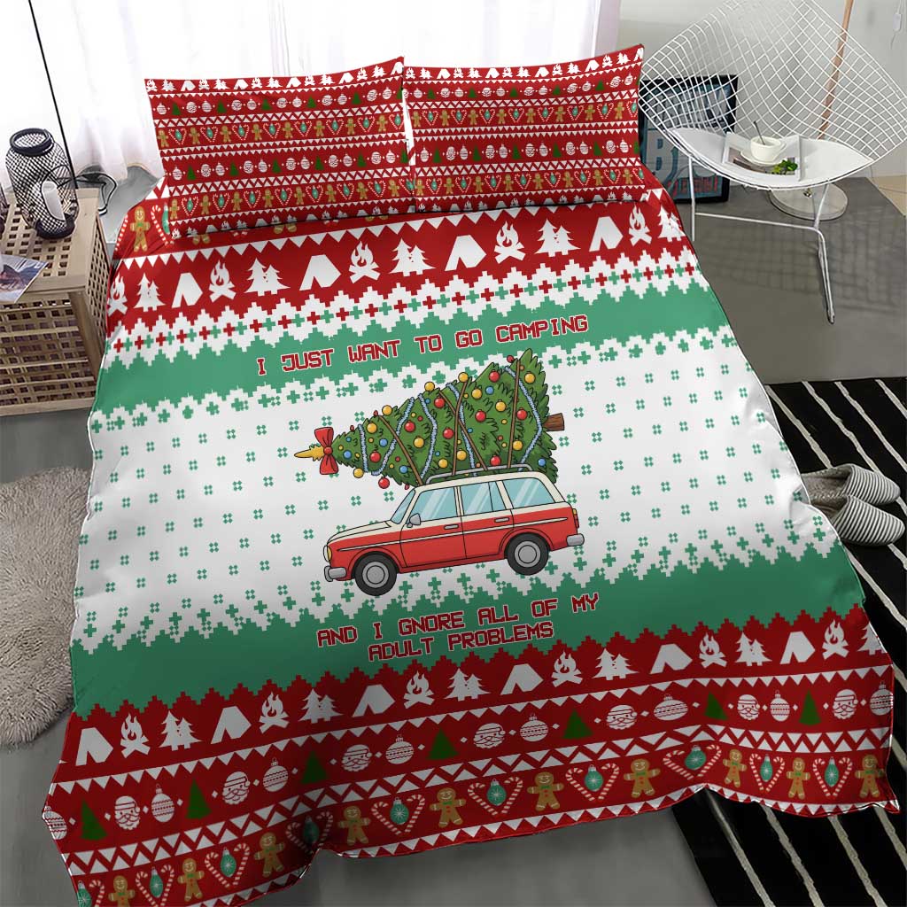 I Just Want To Camping Christmas Bedding Set Xmas Holiday Patterns - Wonder Print Shop