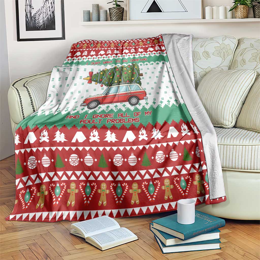 I Just Want To Camping Christmas Blanket Xmas Holiday Patterns - Wonder Print Shop