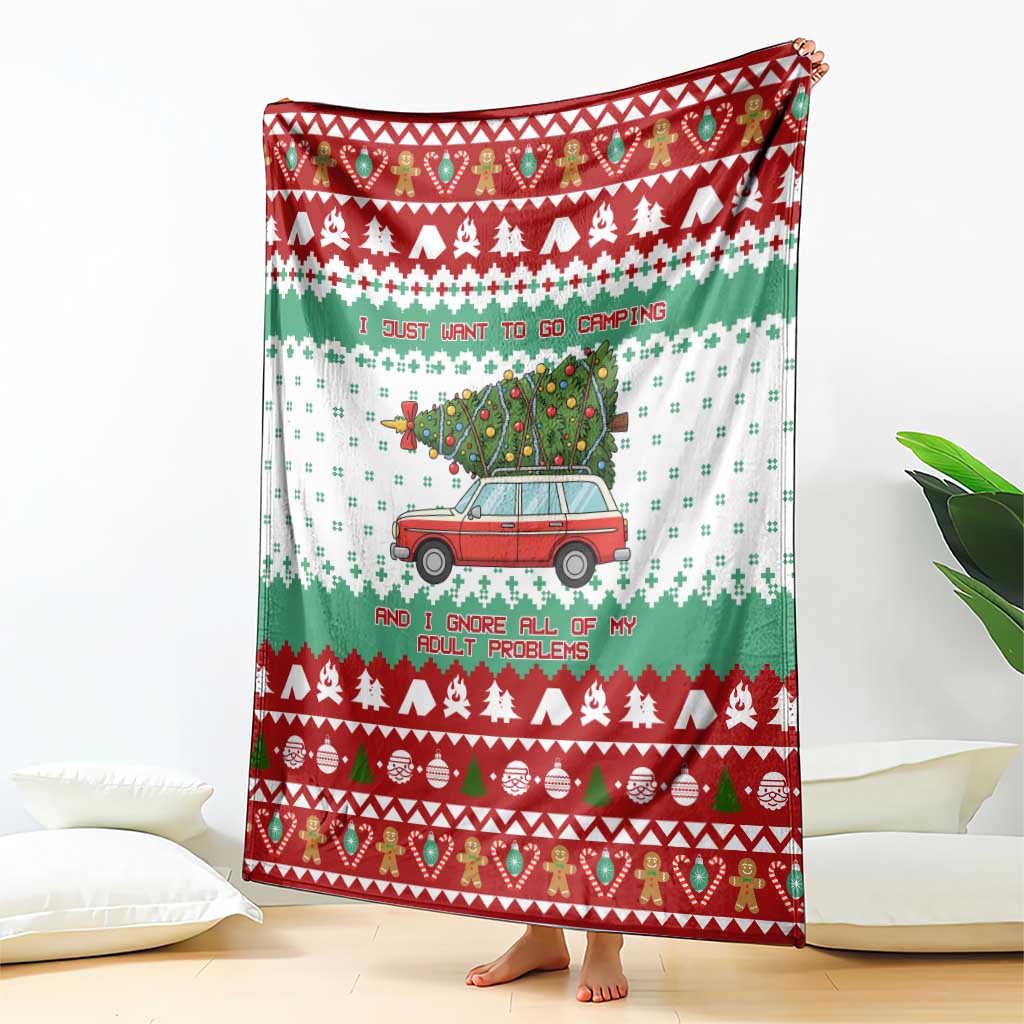 I Just Want To Camping Christmas Blanket Xmas Holiday Patterns - Wonder Print Shop