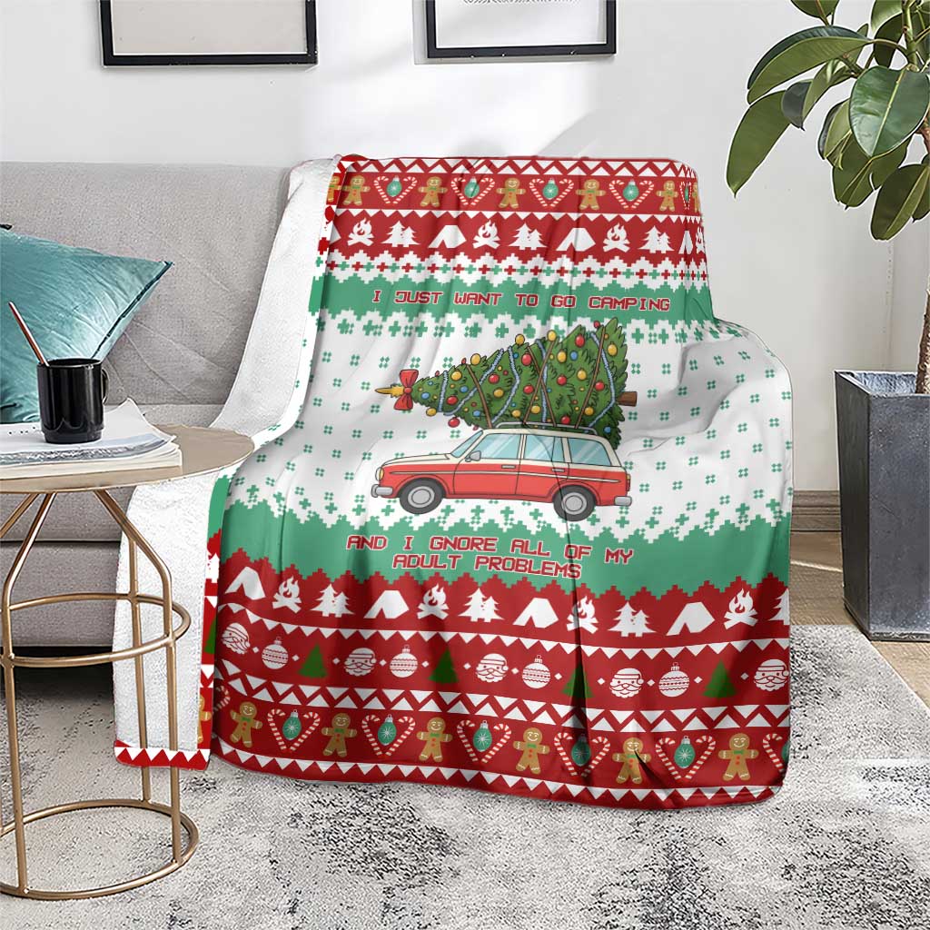 I Just Want To Camping Christmas Blanket Xmas Holiday Patterns - Wonder Print Shop