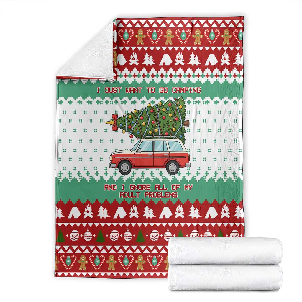 I Just Want To Camping Christmas Blanket Xmas Holiday Patterns - Wonder Print Shop