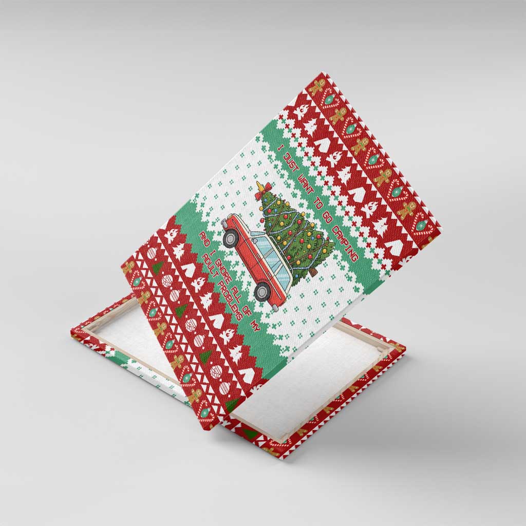 I Just Want To Camping Christmas Canvas Wall Art Xmas Holiday Patterns - Wonder Print Shop