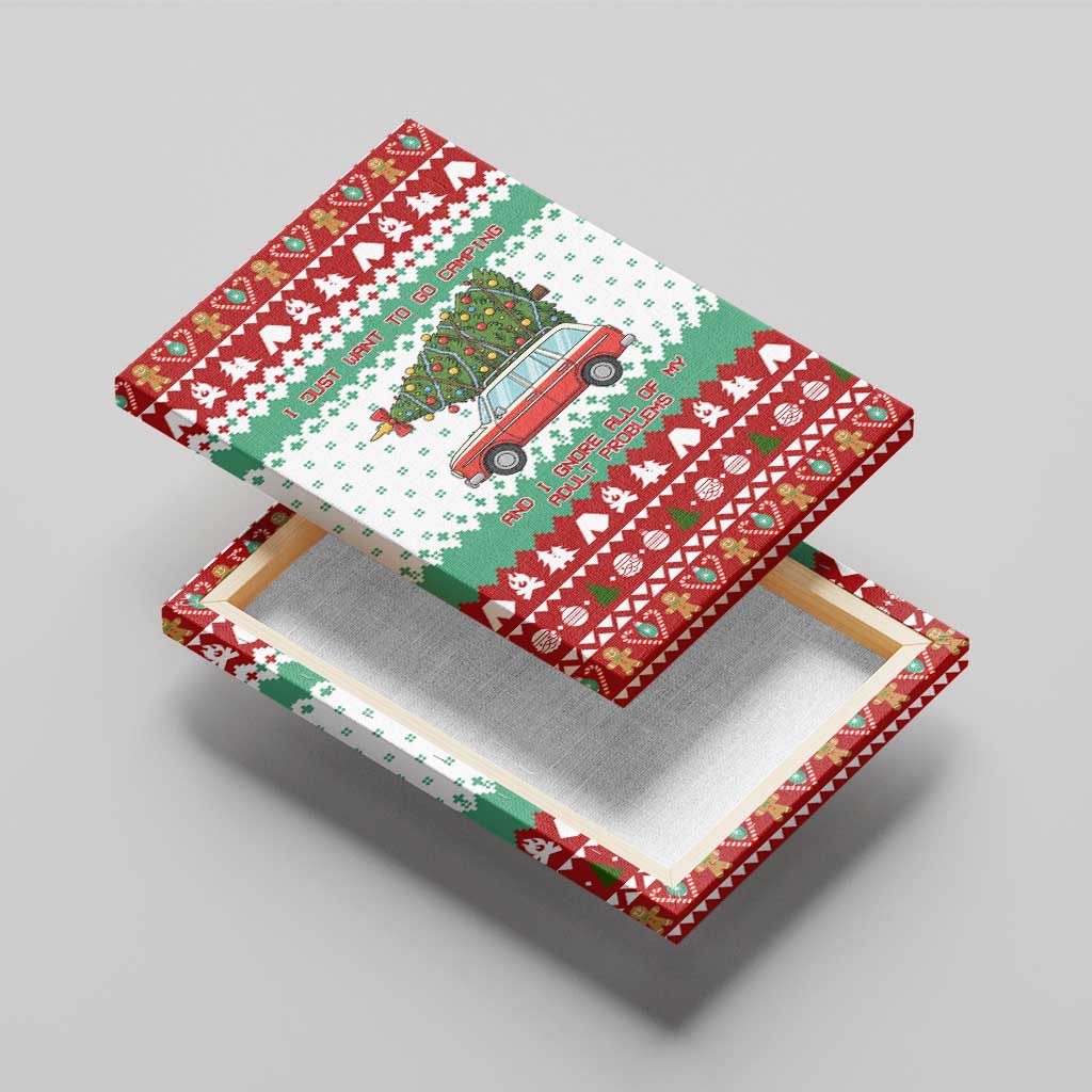I Just Want To Camping Christmas Canvas Wall Art Xmas Holiday Patterns - Wonder Print Shop