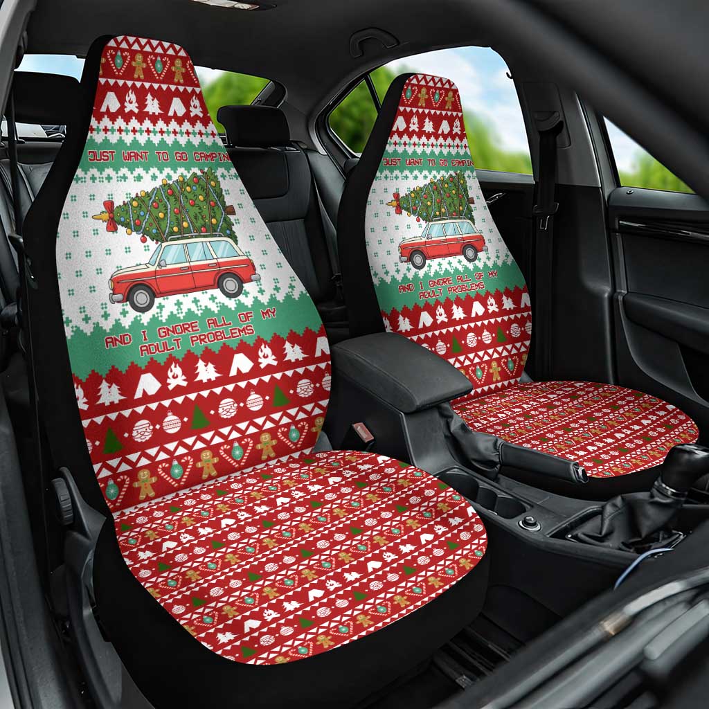 I Just Want To Camping Christmas Car Seat Cover Xmas Holiday Patterns - Wonder Print Shop