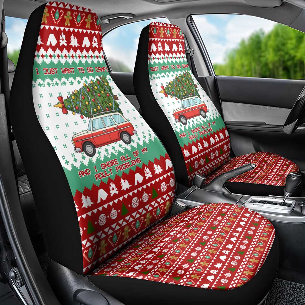 I Just Want To Camping Christmas Car Seat Cover Xmas Holiday Patterns - Wonder Print Shop