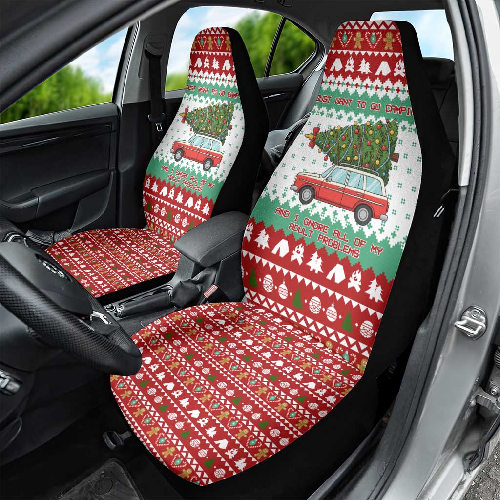 I Just Want To Camping Christmas Car Seat Cover Xmas Holiday Patterns - Wonder Print Shop