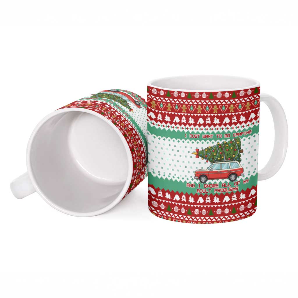I Just Want To Camping Christmas Ceramic Mug Xmas Holiday Patterns - Wonder Print Shop