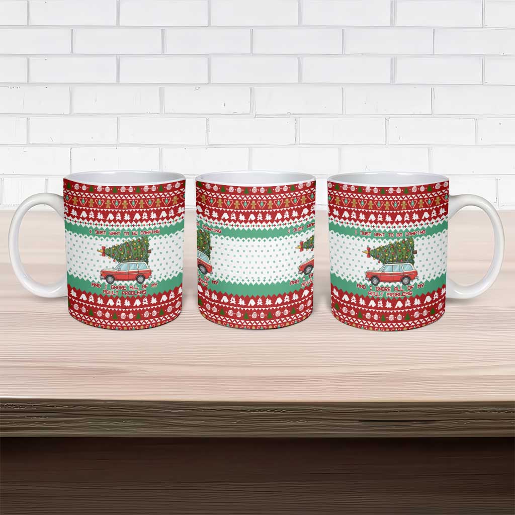 I Just Want To Camping Christmas Ceramic Mug Xmas Holiday Patterns - Wonder Print Shop