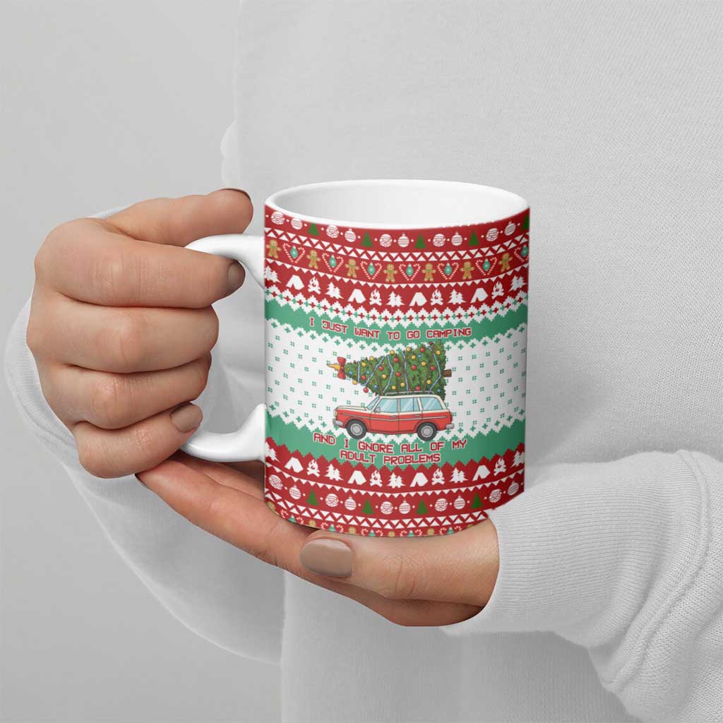 I Just Want To Camping Christmas Ceramic Mug Xmas Holiday Patterns - Wonder Print Shop