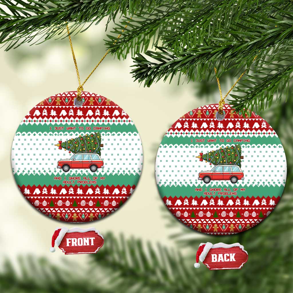 I Just Want To Camping Christmas Ceramic Ornament Xmas Holiday Patterns - Wonder Print Shop