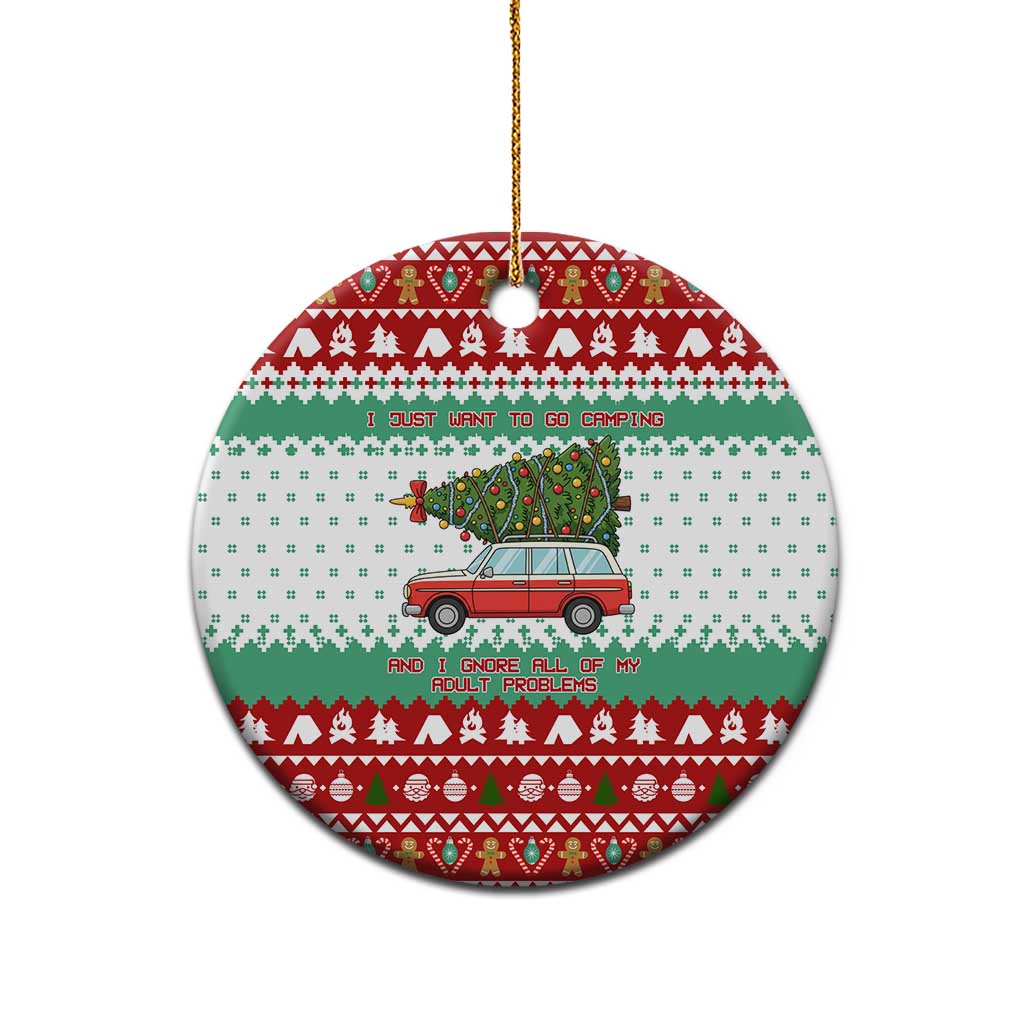 I Just Want To Camping Christmas Ceramic Ornament Xmas Holiday Patterns - Wonder Print Shop