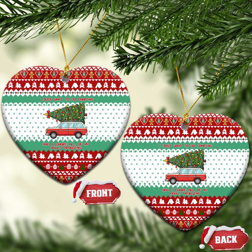 I Just Want To Camping Christmas Ceramic Ornament Xmas Holiday Patterns - Wonder Print Shop