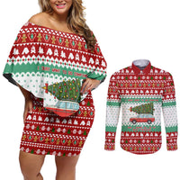 I Just Want To Camping Christmas Couples Matching Off Shoulder Short Dress and Long Sleeve Button Shirt Xmas Holiday Patterns - Wonder Print Shop