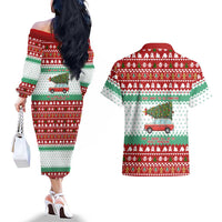 I Just Want To Camping Christmas Couples Matching Off The Shoulder Long Sleeve Dress and Hawaiian Shirt Xmas Holiday Patterns - Wonder Print Shop