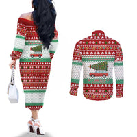 I Just Want To Camping Christmas Couples Matching Off The Shoulder Long Sleeve Dress and Long Sleeve Button Shirt Xmas Holiday Patterns - Wonder Print Shop