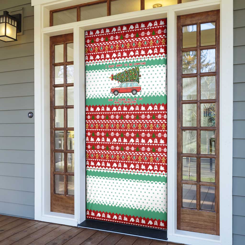 I Just Want To Camping Christmas Door Cover Xmas Holiday Patterns - Wonder Print Shop
