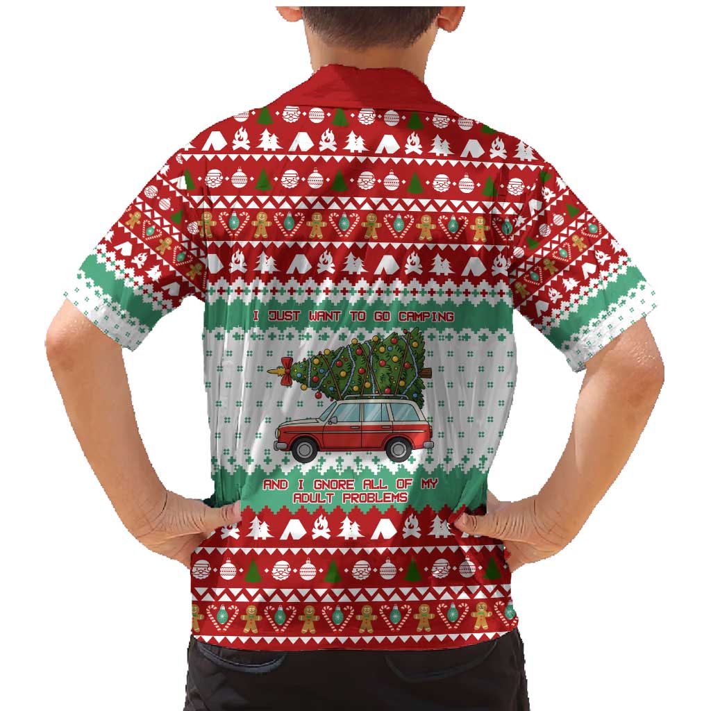 I Just Want To Camping Christmas Family Matching Mermaid Dress and Hawaiian Shirt Xmas Holiday Patterns - Wonder Print Shop