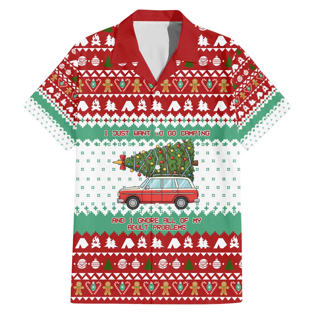 I Just Want To Camping Christmas Family Matching Mermaid Dress and Hawaiian Shirt Xmas Holiday Patterns - Wonder Print Shop
