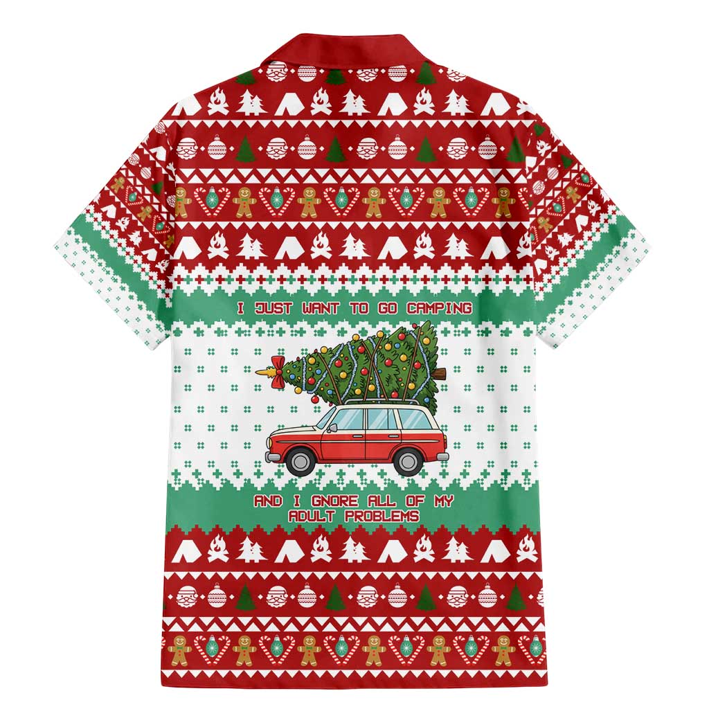 I Just Want To Camping Christmas Family Matching Mermaid Dress and Hawaiian Shirt Xmas Holiday Patterns - Wonder Print Shop