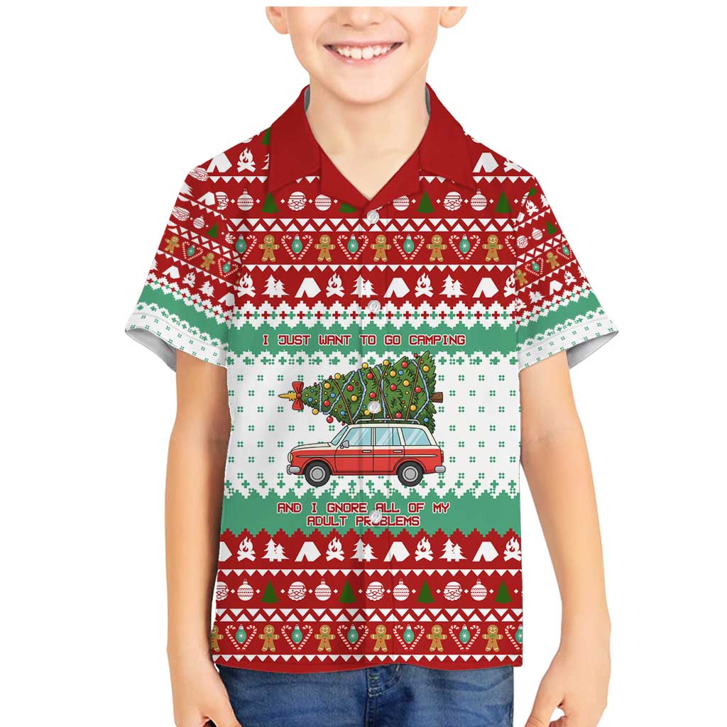 I Just Want To Camping Christmas Family Matching Mermaid Dress and Hawaiian Shirt Xmas Holiday Patterns - Wonder Print Shop