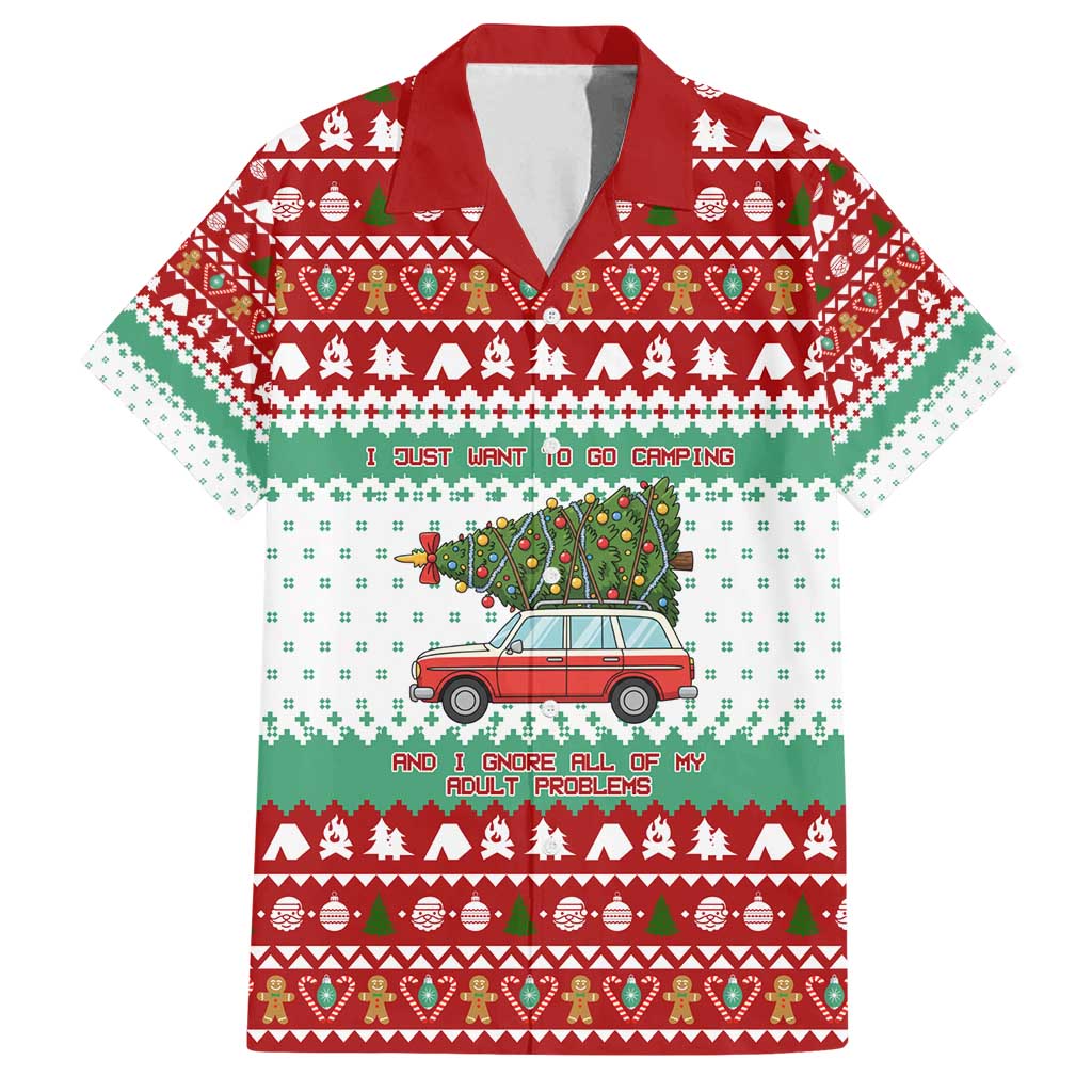 I Just Want To Camping Christmas Family Matching Puletasi and Hawaiian Shirt Xmas Holiday Patterns - Wonder Print Shop