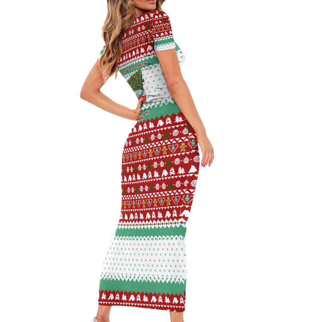 I Just Want To Camping Christmas Family Matching Short Sleeve Bodycon Dress and Hawaiian Shirt Xmas Holiday Patterns - Wonder Print Shop