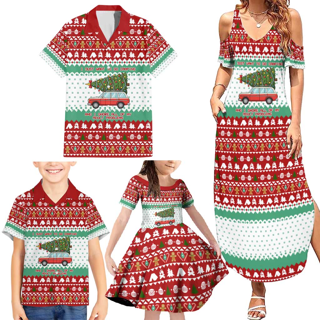 I Just Want To Camping Christmas Family Matching Summer Maxi Dress and Hawaiian Shirt Xmas Holiday Patterns - Wonder Print Shop
