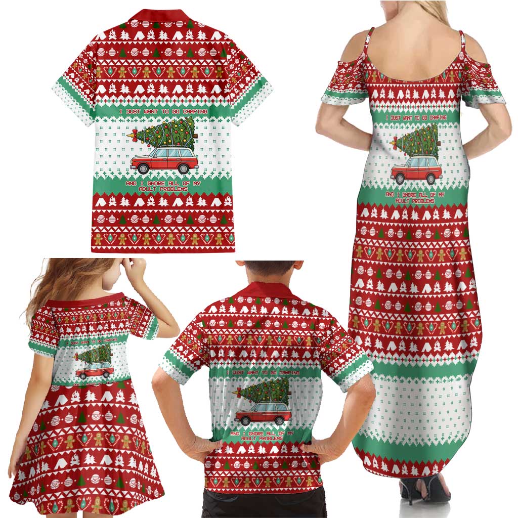 I Just Want To Camping Christmas Family Matching Summer Maxi Dress and Hawaiian Shirt Xmas Holiday Patterns - Wonder Print Shop