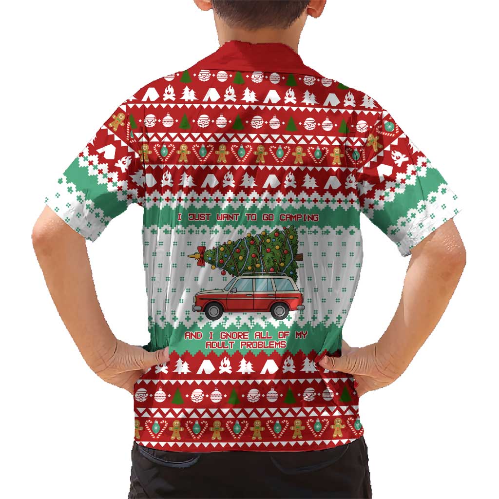 I Just Want To Camping Christmas Family Matching Tank Maxi Dress and Hawaiian Shirt Xmas Holiday Patterns - Wonder Print Shop