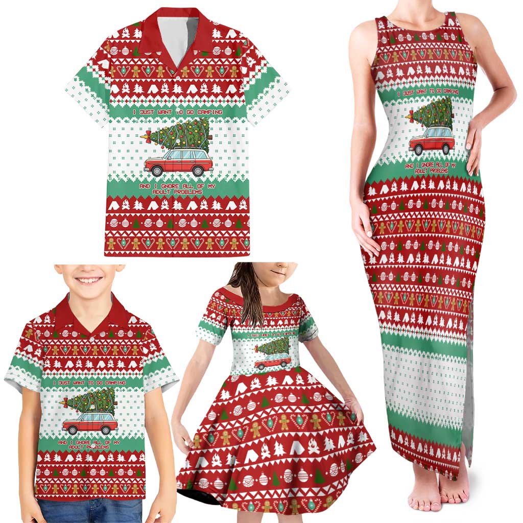 I Just Want To Camping Christmas Family Matching Tank Maxi Dress and Hawaiian Shirt Xmas Holiday Patterns - Wonder Print Shop