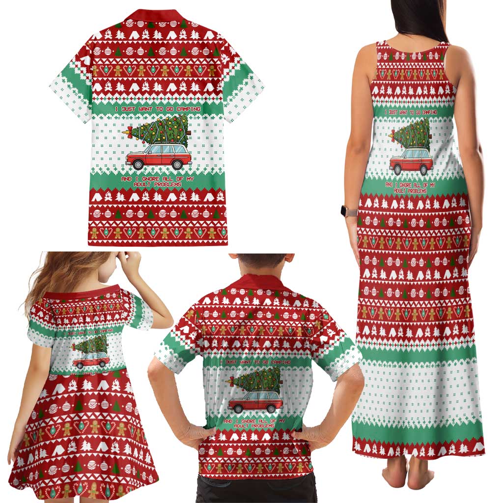 I Just Want To Camping Christmas Family Matching Tank Maxi Dress and Hawaiian Shirt Xmas Holiday Patterns - Wonder Print Shop