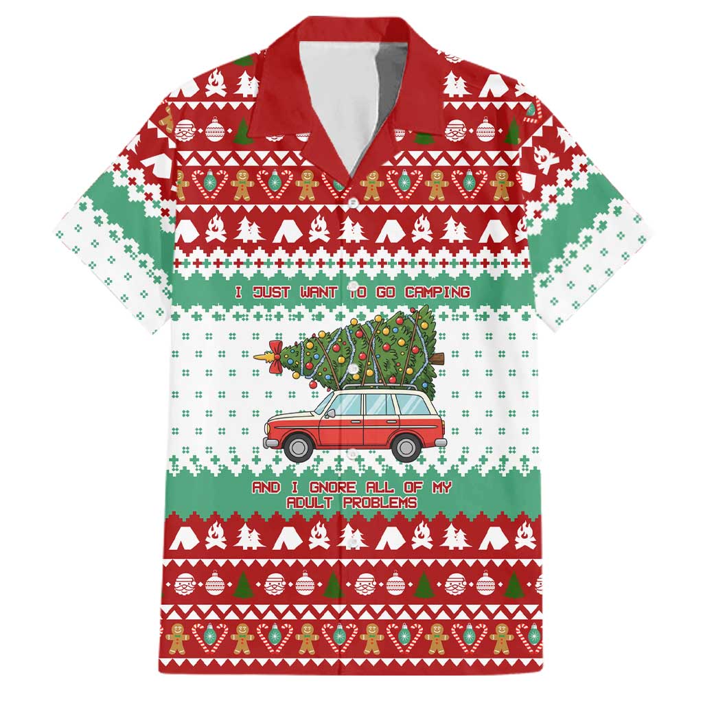 I Just Want To Camping Christmas Family Matching Tank Maxi Dress and Hawaiian Shirt Xmas Holiday Patterns - Wonder Print Shop