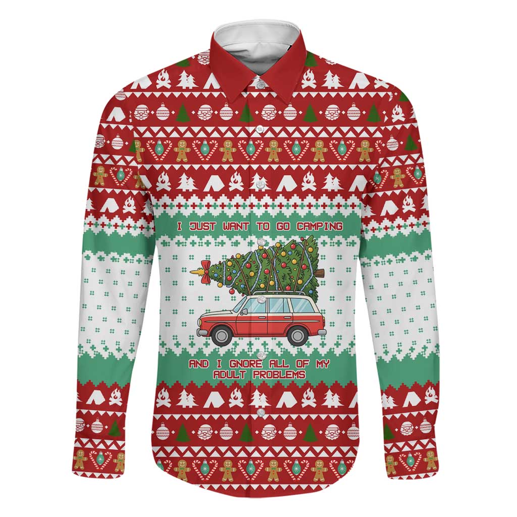 I Just Want To Camping Christmas Family Matching Tank Maxi Dress and Hawaiian Shirt Xmas Holiday Patterns - Wonder Print Shop