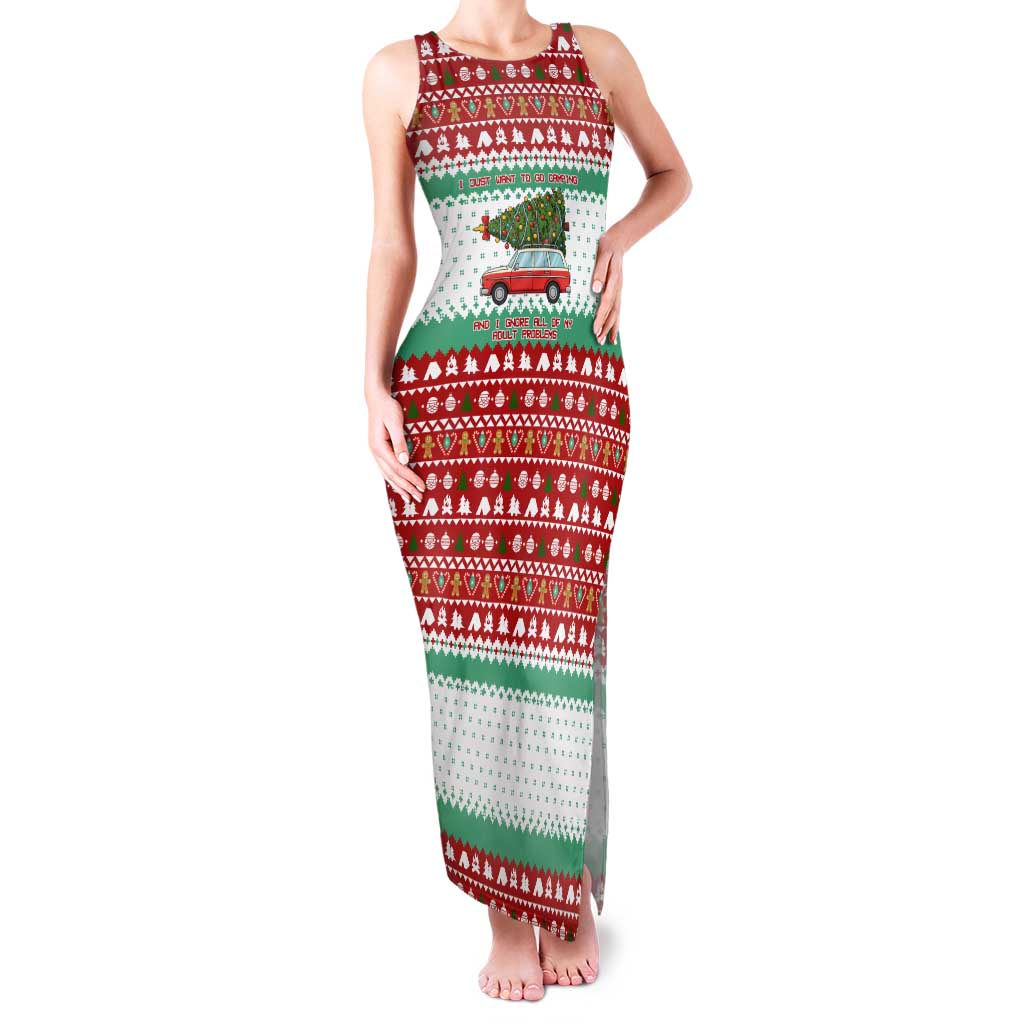 I Just Want To Camping Christmas Family Matching Tank Maxi Dress and Hawaiian Shirt Xmas Holiday Patterns - Wonder Print Shop