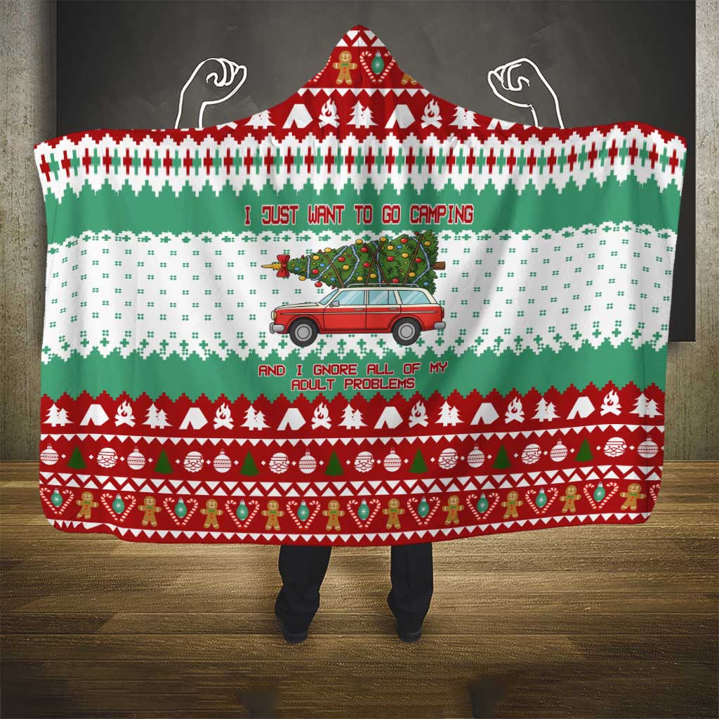 I Just Want To Camping Christmas Hooded Blanket Xmas Holiday Patterns - Wonder Print Shop