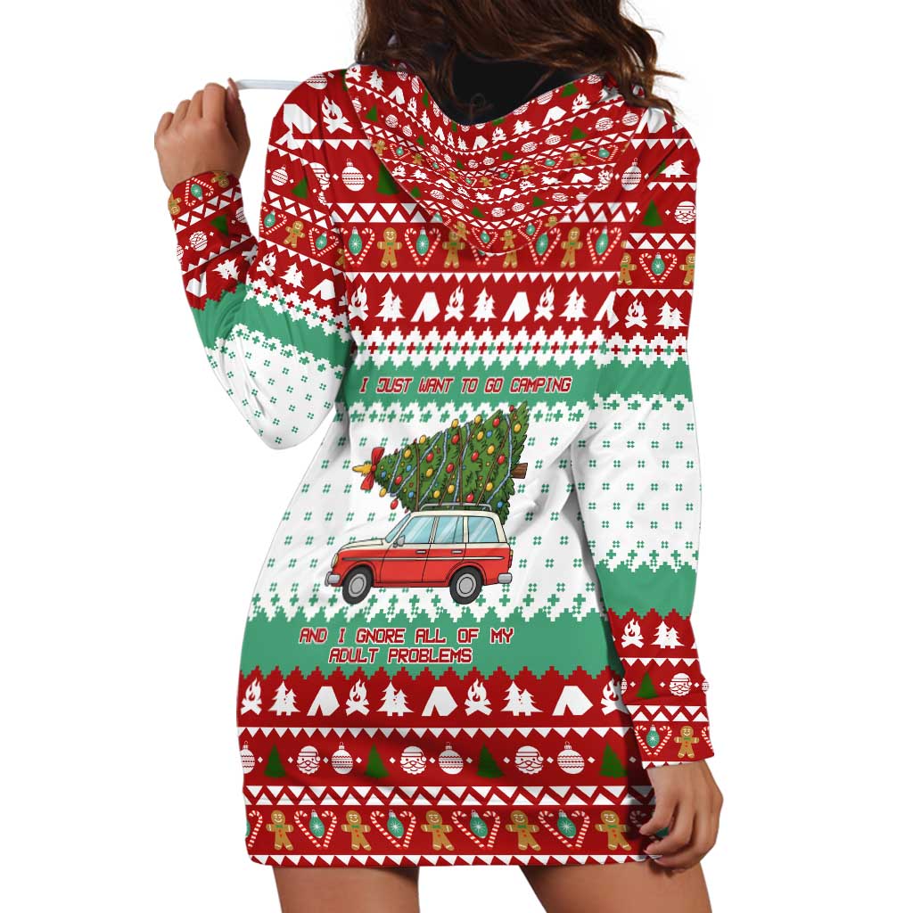 I Just Want To Camping Christmas Hoodie Dress Xmas Holiday Patterns - Wonder Print Shop
