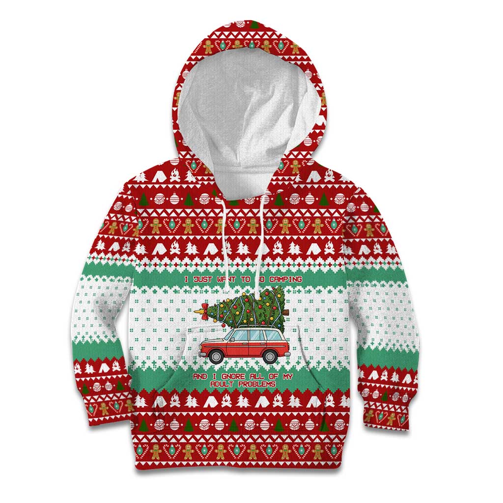 I Just Want To Camping Christmas Kid Hoodie Xmas Holiday Patterns - Wonder Print Shop