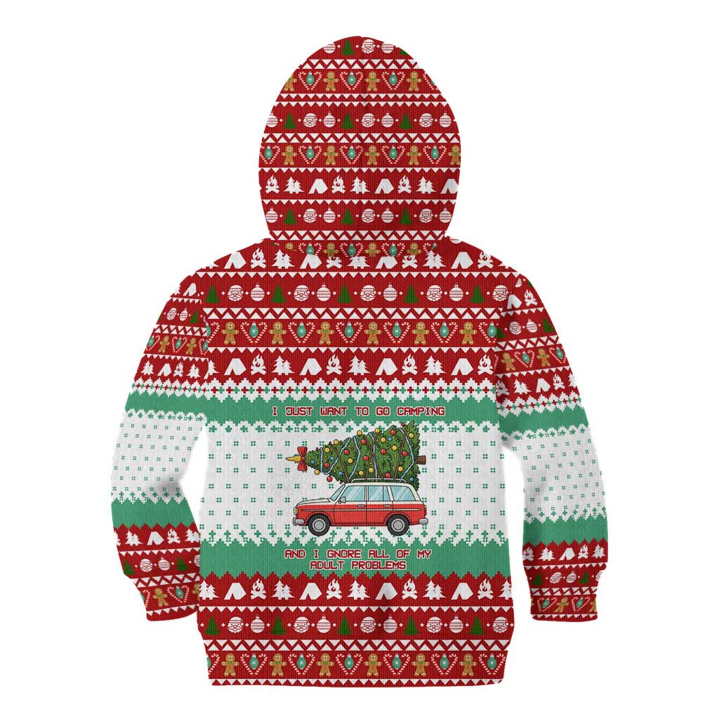 I Just Want To Camping Christmas Kid Hoodie Xmas Holiday Patterns - Wonder Print Shop