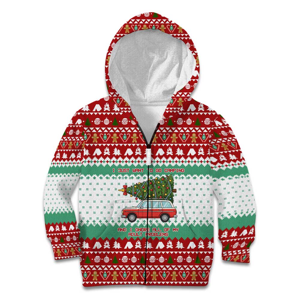 I Just Want To Camping Christmas Kid Hoodie Xmas Holiday Patterns - Wonder Print Shop