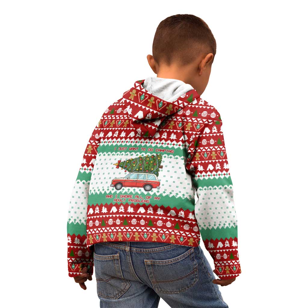 I Just Want To Camping Christmas Kid Hoodie Xmas Holiday Patterns - Wonder Print Shop