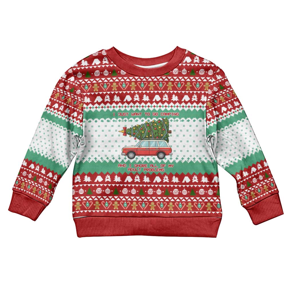 I Just Want To Camping Christmas Kid Ugly Christmas Sweater Xmas Holiday Patterns - Wonder Print Shop