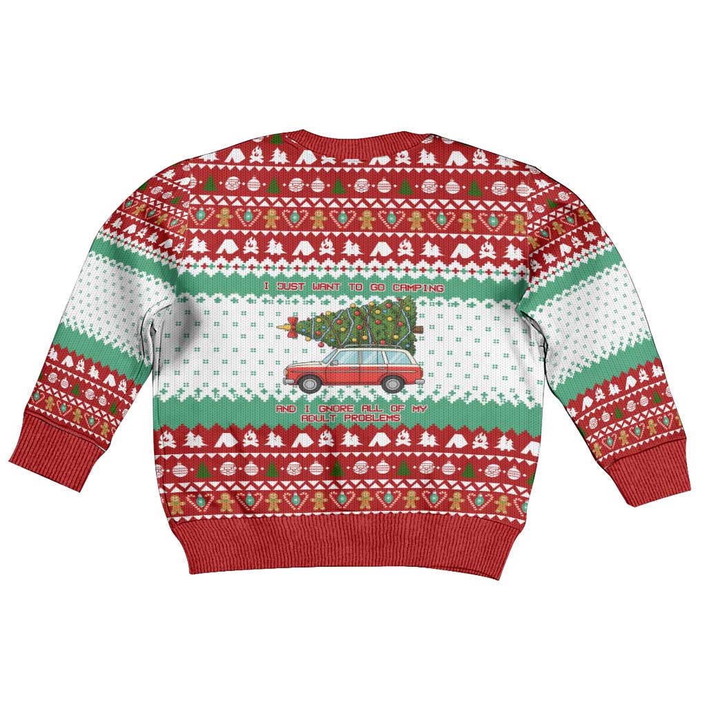 I Just Want To Camping Christmas Kid Ugly Christmas Sweater Xmas Holiday Patterns - Wonder Print Shop