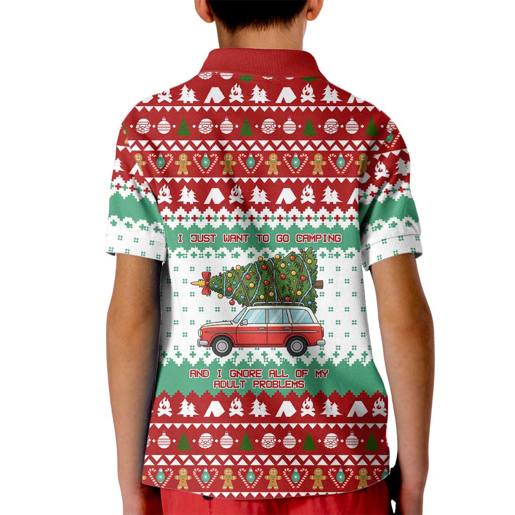 I Just Want To Camping Christmas Kid Polo Shirt Xmas Holiday Patterns - Wonder Print Shop