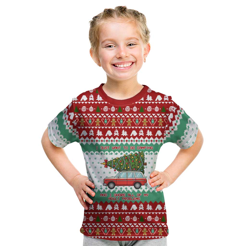 I Just Want To Camping Christmas Kid T Shirt Xmas Holiday Patterns - Wonder Print Shop